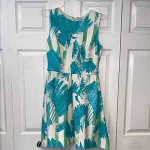 Just...Taylor Aqua and White Patterned Dress